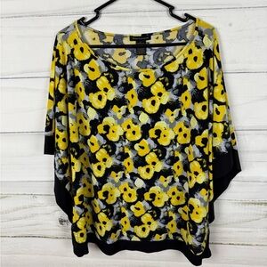 Susan Lawrence Boxy Yellow and Black Dolman Sleeve Top